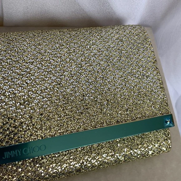 Brand New Jimmy Choo Milla Crossbody Clutch Champagne Glitter - Picture 2 of 7